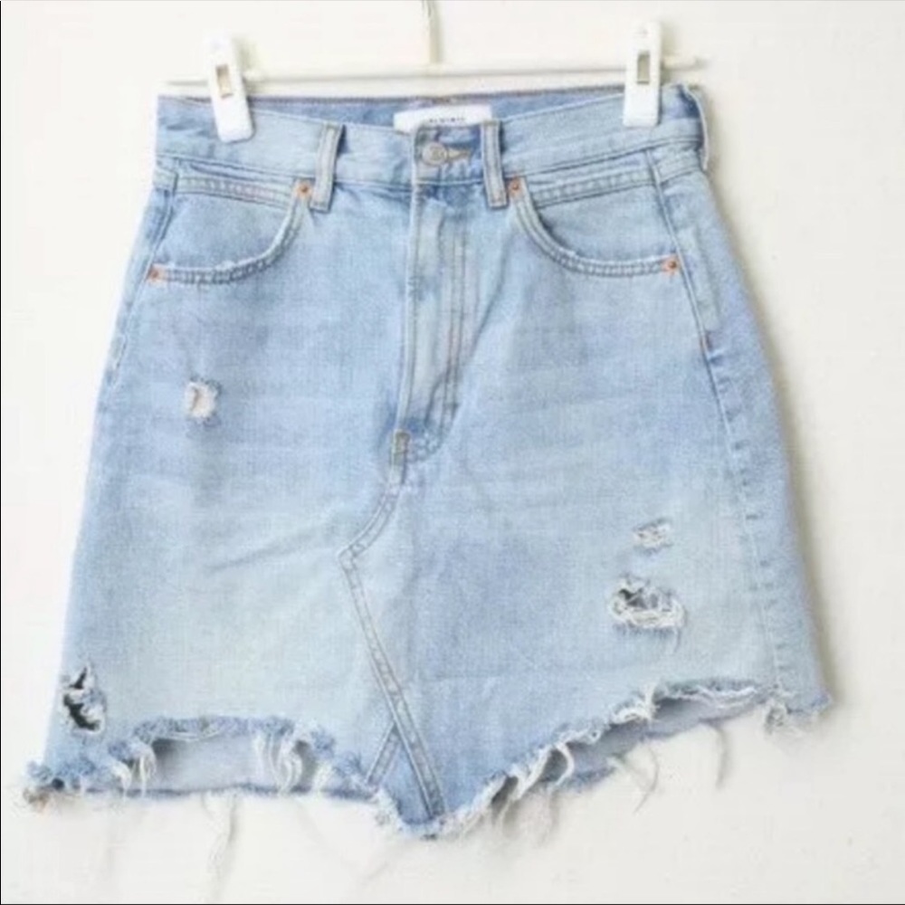 Zara Distressed Denim Skirt